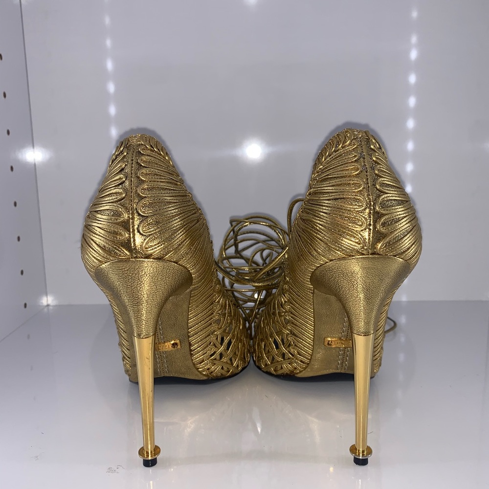 Tom Ford Gold Lace up pumps 37.5 - Picture 4 of 8